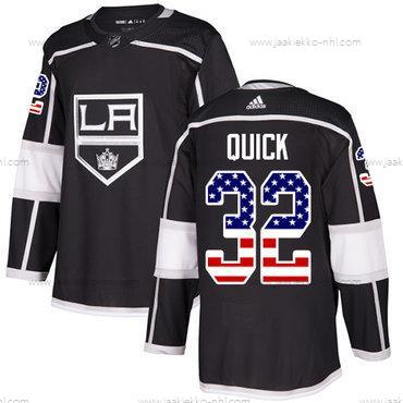 Adidas Miesten Los Angeles Kings #32 Jonathan Quick Musta Kotiottelupaita Aito USA Flag Ommeltu NHL Paita