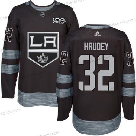 Adidas Miesten Los Angeles Kings #32 Kelly Hrudey Musta 1917-2017 100th Vuosipäivä Ommeltu NHL Paita