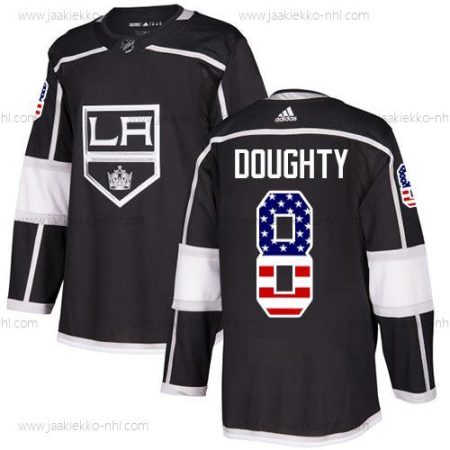 Adidas Miesten Los Angeles Kings #8 Drew Doughty Musta Kotiottelupaita Aito USA Flag Ommeltu NHL Paita