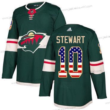 Adidas Miesten Minnesota Wild #10 Chris Stewart Vihreä Kotiottelupaita Aito USA Flag Ommeltu NHL Paita