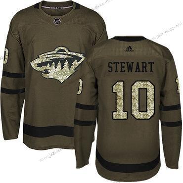 Adidas Miesten Minnesota Wild #10 Chris Stewart Vihreä Salute to Service Ommeltu NHL Paita