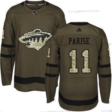 Adidas Miesten Minnesota Wild #11 Zach Parise Vihreä Salute to Service Ommeltu NHL Paita