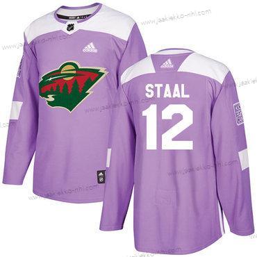 Adidas Miesten Minnesota Wild #12 Eric Staal Violetti Aito Taistelee syöpää vastaan Ommeltu NHL Paita