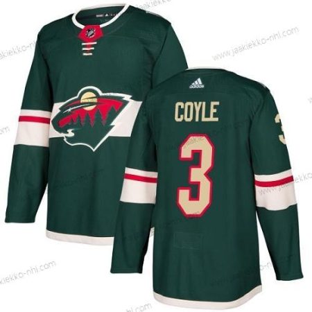 Adidas Miesten Minnesota Wild #3 Charlie Coyle Vihreä Kotiottelupaita Aito Ommeltu NHL Paita