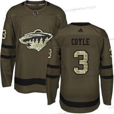 Adidas Miesten Minnesota Wild #3 Charlie Coyle Vihreä Salute to Service Ommeltu NHL Paita