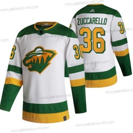 Adidas Miesten Minnesota Wild #36 Mats Zuccarello Valkoinen 2020-21 Käänteinen Retro Vaihtopaita NHL Paita