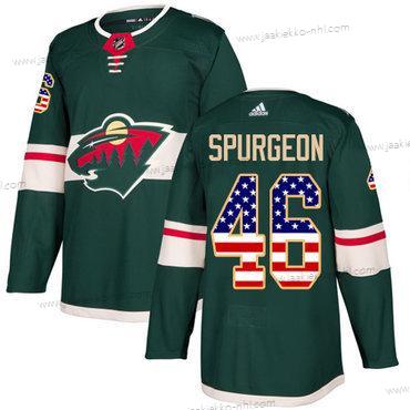 Adidas Miesten Minnesota Wild #46 Jared Spurgeon Vihreä Kotiottelupaita Aito USA Flag Ommeltu NHL Paita