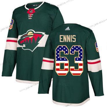 Adidas Miesten Minnesota Wild #63 Tyler Ennis Vihreä Kotiottelupaita Aito USA Flag Ommeltu NHL Paita