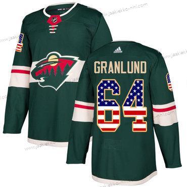 Adidas Miesten Minnesota Wild #64 Mikael Granlund Vihreä Kotiottelupaita Aito USA Flag Ommeltu NHL Paita