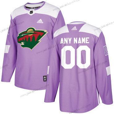 Adidas Miesten Minnesota Wild Mukautettu Violetti Pinkki Jääkiekko Taistelee syöpää vastaan Harjoitus Paita