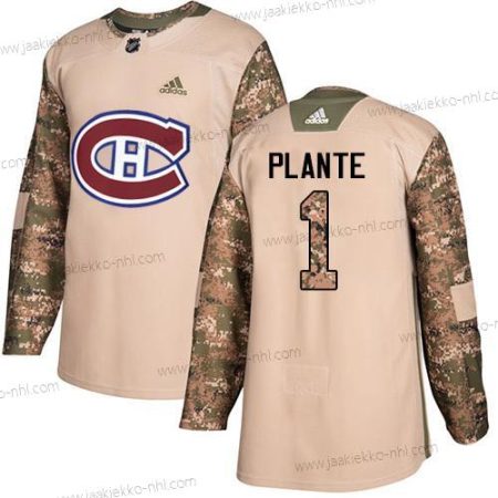 Adidas Miesten Montreal Canadiens #1 Jacques Plante Maastokuvio Aito 2017 Veterans Day Ommeltu NHL Paita