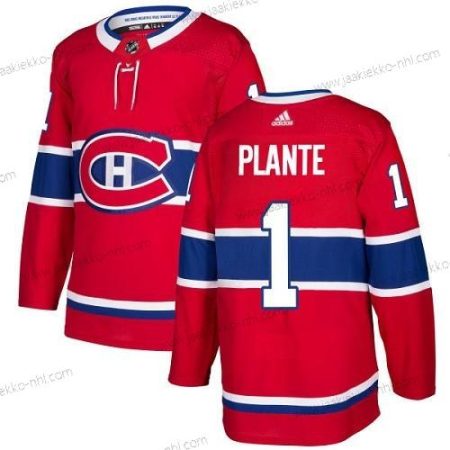 Adidas Miesten Montreal Canadiens #1 Jacques Plante Punainen Kotiottelupaita Aito Ommeltu NHL Paita