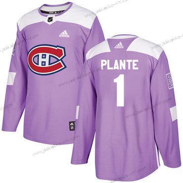 Adidas Miesten Montreal Canadiens #1 Jacques Plante Violetti Aito Taistelee syöpää vastaan Ommeltu NHL Paita