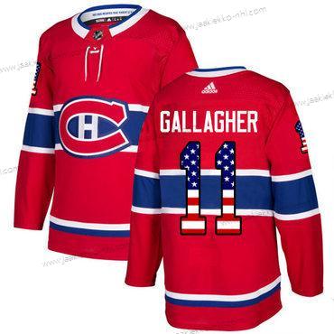 Adidas Miesten Montreal Canadiens #11 Brendan Gallagher Punainen Kotiottelupaita Aito USA Flag Ommeltu NHL Paita