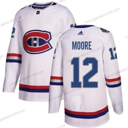 Adidas Miesten Montreal Canadiens #12 Dickie Moore Valkoinen Aito 1917-2017 100th Klassinen Ommeltu NHL Paita