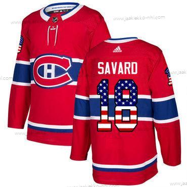 Adidas Miesten Montreal Canadiens #18 Serge Savard Punainen Kotiottelupaita Aito USA Flag Ommeltu NHL Paita