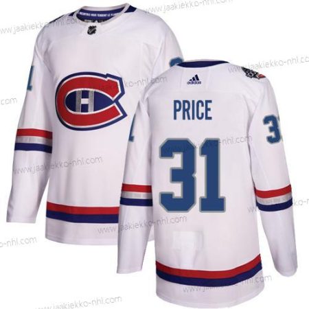 Adidas Miesten Montreal Canadiens #31 Carey Price Valkoinen Aito 1917-2017 100th Klassinen Ommeltu NHL Paita