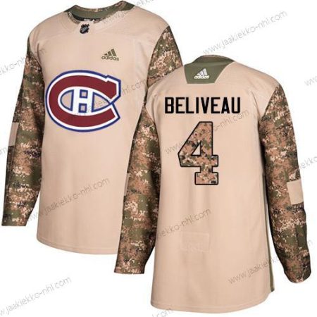 Adidas Miesten Montreal Canadiens #4 Jean Beliveau Maastokuvio Aito 2017 Veterans Day Ommeltu NHL Paita