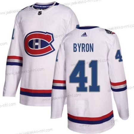 Adidas Miesten Montreal Canadiens #41 Paul Byron Valkoinen Aito 1917-2017 100th Klassinen Ommeltu NHL Paita