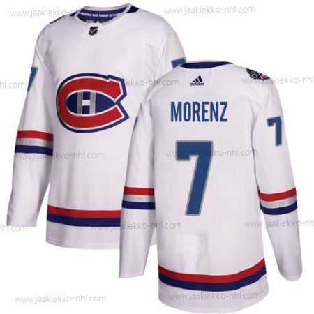 Adidas Miesten Montreal Canadiens #7 Howie Morenz Valkoinen Aito 1917-2017 100th Klassinen Ommeltu NHL Paita