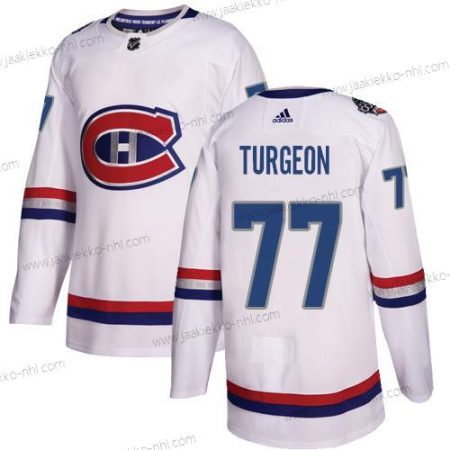 Adidas Miesten Montreal Canadiens #77 Pierre Turgeon Valkoinen Aito 1917-2017 100th Klassinen Ommeltu NHL Paita