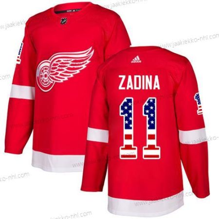 Adidas Miesten NHL Detroit Red Wings #11 Filip Zadina Aito USA Flag Punainen Paita