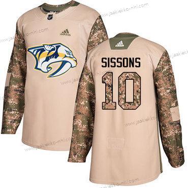 Adidas Miesten Nashville Predators #10 Colton Sissons Maastokuvio Aito 2017 Veterans Day Ommeltu NHL Paita