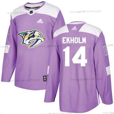 Adidas Miesten Nashville Predators #14 Mattias Ekholm Violetti Aito Taistelee syöpää vastaan Ommeltu NHL Paita