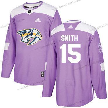 Adidas Miesten Nashville Predators #15 Craig Smith Violetti Aito Taistelee syöpää vastaan Ommeltu NHL Paita