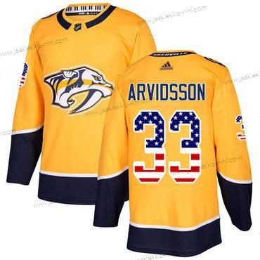 Adidas Miesten Nashville Predators #33 Viktor Arvidsson Keltainen Kotiottelupaita Aito USA Flag Ommeltu NHL Paita