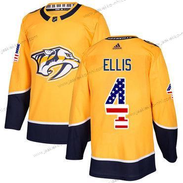 Adidas Miesten Nashville Predators #4 Ryan Ellis Keltainen Kotiottelupaita Aito USA Flag Ommeltu NHL Paita