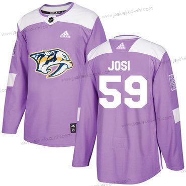 Adidas Miesten Nashville Predators #59 Roman Josi Violetti Aito Taistelee syöpää vastaan Ommeltu NHL Paita