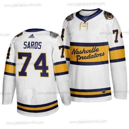 Adidas Miesten Nashville Predators 74 Juuse Saros Valkoinen 2020 Talvi Klassinen Paita