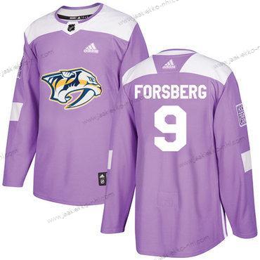 Adidas Miesten Nashville Predators #9 Filip Forsberg Violetti Aito Taistelee syöpää vastaan Ommeltu NHL Paita