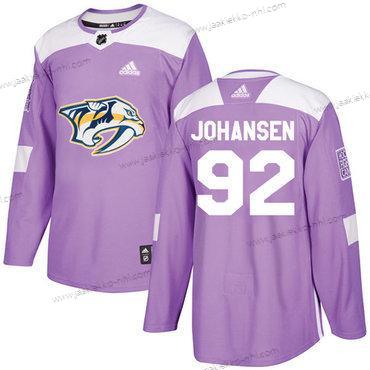 Adidas Miesten Nashville Predators #92 Ryan Johansen Violetti Aito Taistelee syöpää vastaan Ommeltu NHL Paita