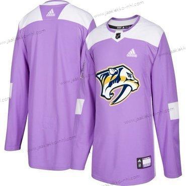 Adidas Miesten Nashville Predators Mukautettu Violetti Pinkki Jääkiekko Taistelee syöpää vastaan Harjoitus Paita