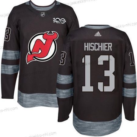 Adidas Miesten New Jersey Devils #13 Nico Hischier Musta 1917-2017 100th Vuosipäivä Ommeltu NHL Paita