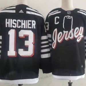 Adidas Miesten New Jersey Devils #13 Nico Hischier Musta 2021-22 Vaihtopaita Primegreen Aito Pro Pelaaja Vieraspaita Paita