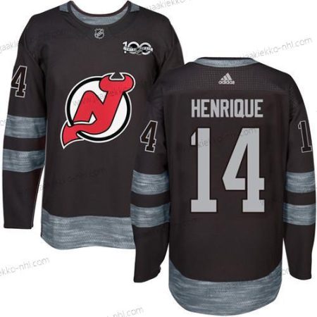 Adidas Miesten New Jersey Devils #14 Adam Henrique Musta 1917-2017 100th Vuosipäivä Ommeltu NHL Paita