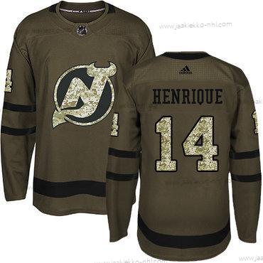 Adidas Miesten New Jersey Devils #14 Adam Henrique Vihreä Salute to Service Ommeltu NHL Paita