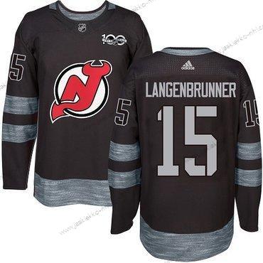 Adidas Miesten New Jersey Devils #15 Langenbrunner Musta 1917-2017 100th Vuosipäivä Ommeltu NHL Paita