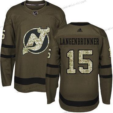 Adidas Miesten New Jersey Devils #15 Langenbrunner Vihreä Salute to Service Ommeltu NHL Paita