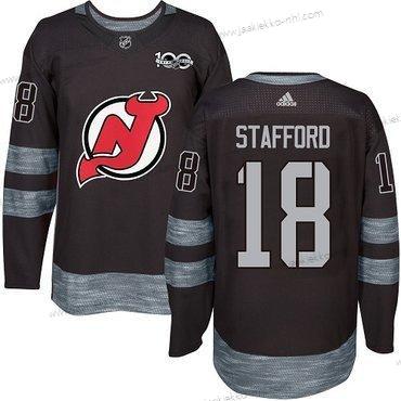 Adidas Miesten New Jersey Devils #18 Drew Stafford Musta 1917-2017 100th Vuosipäivä Ommeltu NHL Paita