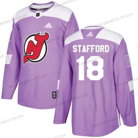 Adidas Miesten New Jersey Devils #18 Drew Stafford Violetti Aito Taistelee syöpää vastaan Ommeltu NHL Paita