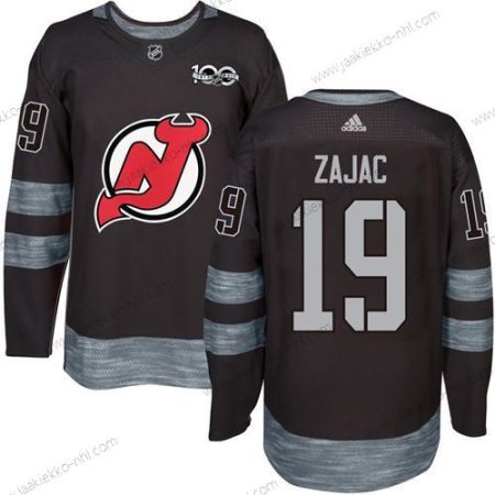 Adidas Miesten New Jersey Devils #19 Travis Zajac Musta 1917-2017 100th Vuosipäivä Ommeltu NHL Paita