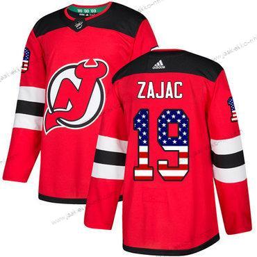 Adidas Miesten New Jersey Devils #19 Travis Zajac Punainen Kotiottelupaita Aito USA Flag Ommeltu NHL Paita