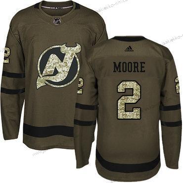 Adidas Miesten New Jersey Devils #2 John Moore Vihreä Salute to Service Ommeltu NHL Paita