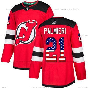 Adidas Miesten New Jersey Devils #21 Kyle Palmieri Punainen Kotiottelupaita Aito USA Flag Ommeltu NHL Paita