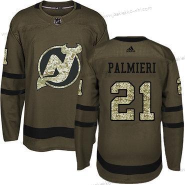 Adidas Miesten New Jersey Devils #21 Kyle Palmieri Vihreä Salute to Service Ommeltu NHL Paita