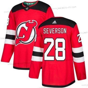 Adidas Miesten New Jersey Devils #28 Damon Severson Punainen Kotiottelupaita Aito Ommeltu NHL Paita